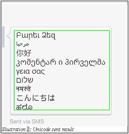 Bulk SMS Unicode received on mobile phone