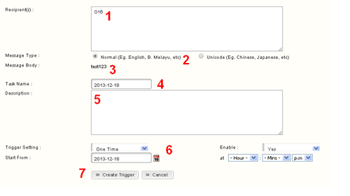 iSMS SMS Scheduler settings
