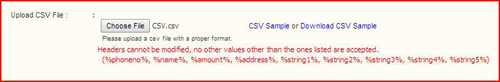 Upload CSV iSMS