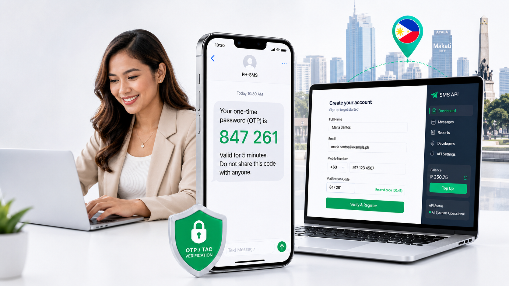 SMS API Philippines for TAC OTP and customer alerts